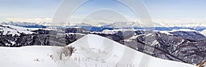 View of Elbrus from the side of the Karachay-Cherkess road, large panorama