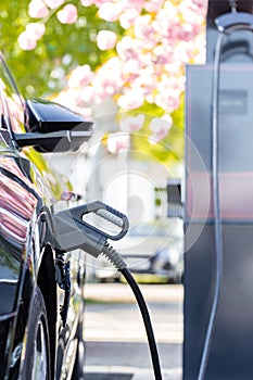 View of an Electric Car Charging Column