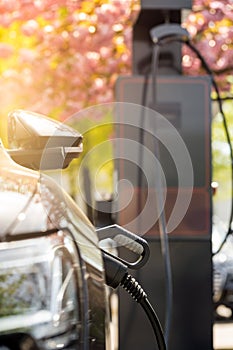 View of an Electric Car Charging Column