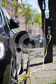 View of an Electric Car Charging Column