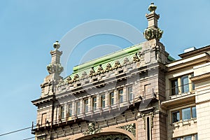 View of Eliseevsky Shop on Nevsky Prospekt in Saint Petersburg, Russia