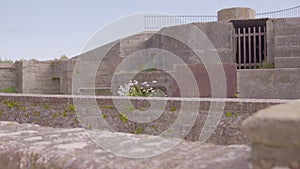 View of a Elizabeth Castle`s stone wall