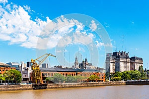 View of the embankment in the city center, Buenos Aires, Argentina. Copy space for text