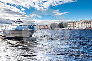 View of the embankment in the city of Sankt-Peterburg in summer day photo