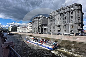 View of the embankment of the Krjukov canal and the Vege House. Saint Petersburg, Russia.