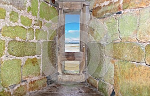 View from embrasure of the fortress of Mont Saint Michel. photo