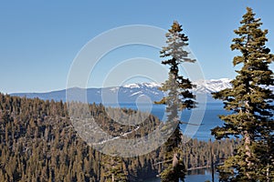 View of Emerald bay in winter season.Lake Tahoe