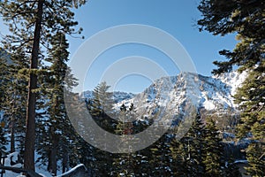 View of Emerald bay in winter season.Lake Tahoe