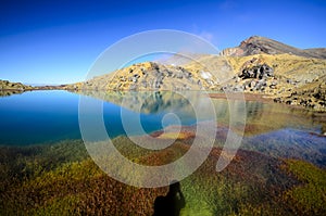 View over Emerald lake, Tongariro Crossing New Zealand