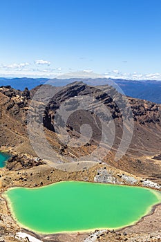 View of the Emerald Lake. Tongariro alpine crossing track. North island, New Zealand