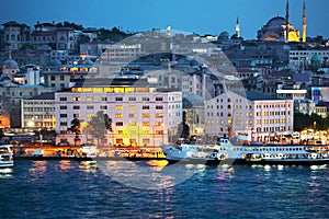 View from Eminonu / Golden Horn at night. photo