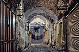 View of an empty alley in the Bazaar of Esfahan during Prayer, I photo
