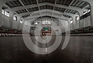 View from Empty basketball gym, Interior of a basketball hall