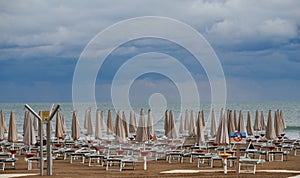 View of the empty beach of Caorle at the end of September