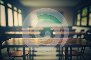 View the empty classroom from the table