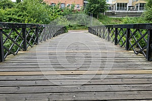 View of a empty footbridge during the summer