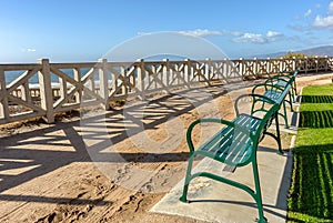 View of coastal Palisades park in Santa Monica, California.