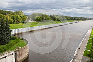 View of empty industrial pier on the River