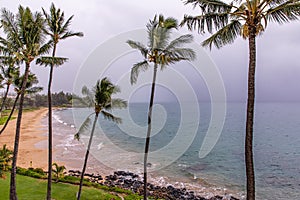 View at empty Kamaole beach II, Kihei Maui.