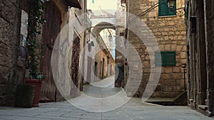 View of empty old italian street of small town