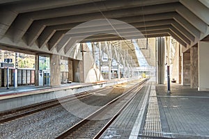 View of the empty passenger railway platform