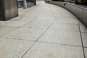 View on empty sidewal path. Footpath covering