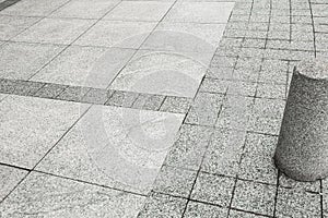 View on empty stone sidewal. Footpath covering