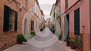 View of the empty street of the city of Alcudia