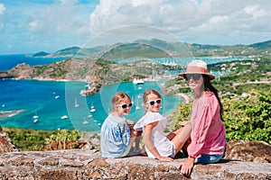 View of English Harbor from Shirley Heights, Antigua, paradise bay at tropical island in the Caribbean Sea