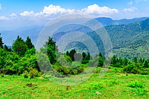 View enroute to Prashar Lake trekk trail. It is located at a height of 2730 m above sea level surrounded by lesser himalayas peaks