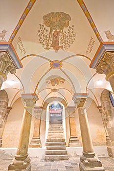 View at the entrance of this 12th century crypt photo