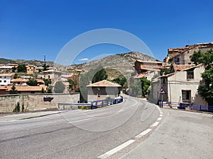 View of the entrance-exit road to Utrillas