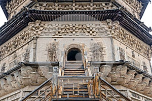 View of the entrance of Hohhot white pagoda Wanbu Huayan Sutra pagoda,China