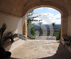 View from the entrance of the Sanctuary of Monti-Sion in Porreres, Mallorca, Spain. photo