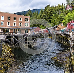 A view at the entrance to the Creek in Ketchikan, Alaska