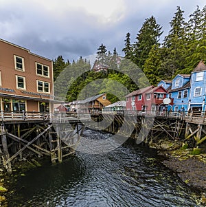 A view at the entrance to the Creek in Ketchikan, Alaska