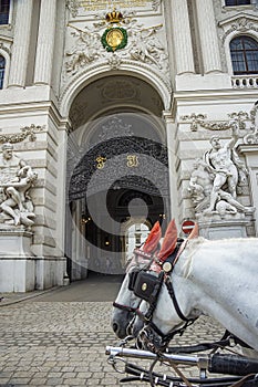 View of the entrance to the Hofburg palace in Vienna, Austria