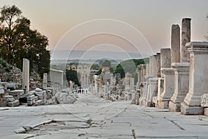 View of Ephesus site at dusk. Selcuk. Izmir province. Turkey