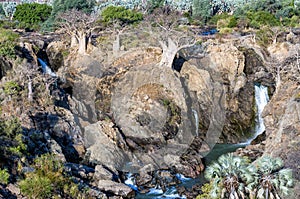 View of Epupa falls on the border of Namibia and Angola
