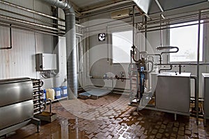 View on the equipment on the milk factory.