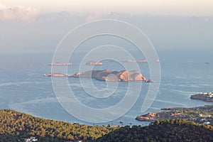 View of Es Vedra from Sa Talaia mountain in Ibiza Spain photo
