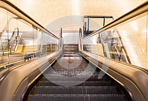 Escalators at the Chamartin metro station in Madrid, Spain. photo