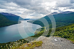 View of Escondido Lake from Paso Garibaldi in Tierra Del Fuego, Argentina