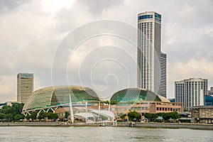 View at the Esplanade Theatre building in the streets of Singapore