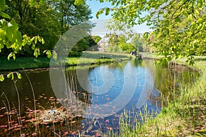 View in estate Duivenvoorde with castle Duivenvoorden.