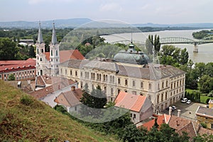 View from Esztergom Basilica to Maria Valeria bridge and to centre of Esztergom photo