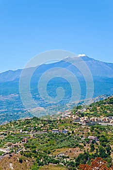 View on Etna in summer day