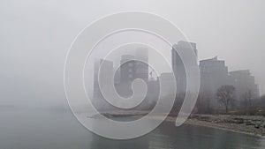 Etobicoke skyline covered by fog photo