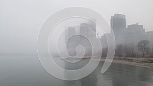 Etobicoke skyline covered by fog photo