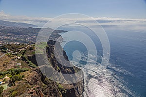 View from european highest cliffs Fajas de Cabo Girao on te Portugese island of Madeira in summer